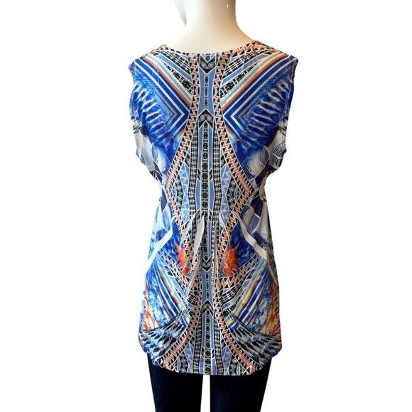 Apt. 9 Women's Geometric Sublimation Tank Top Beaded Sleeveless Multicolor SZ M - Picture 2 of 4